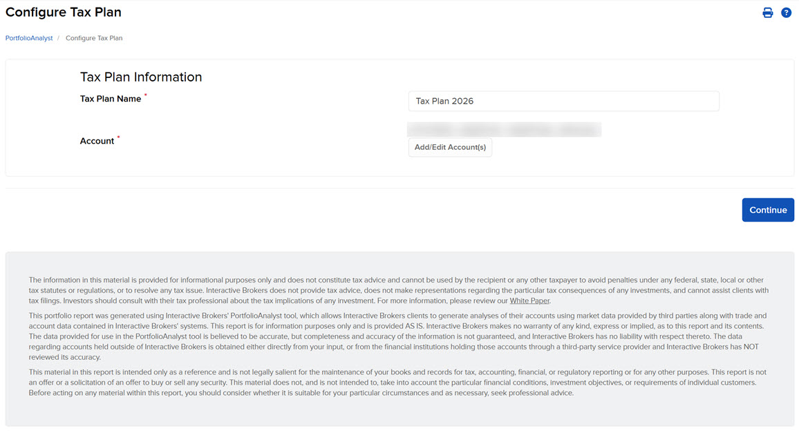 The configure a tax plan in portal. 